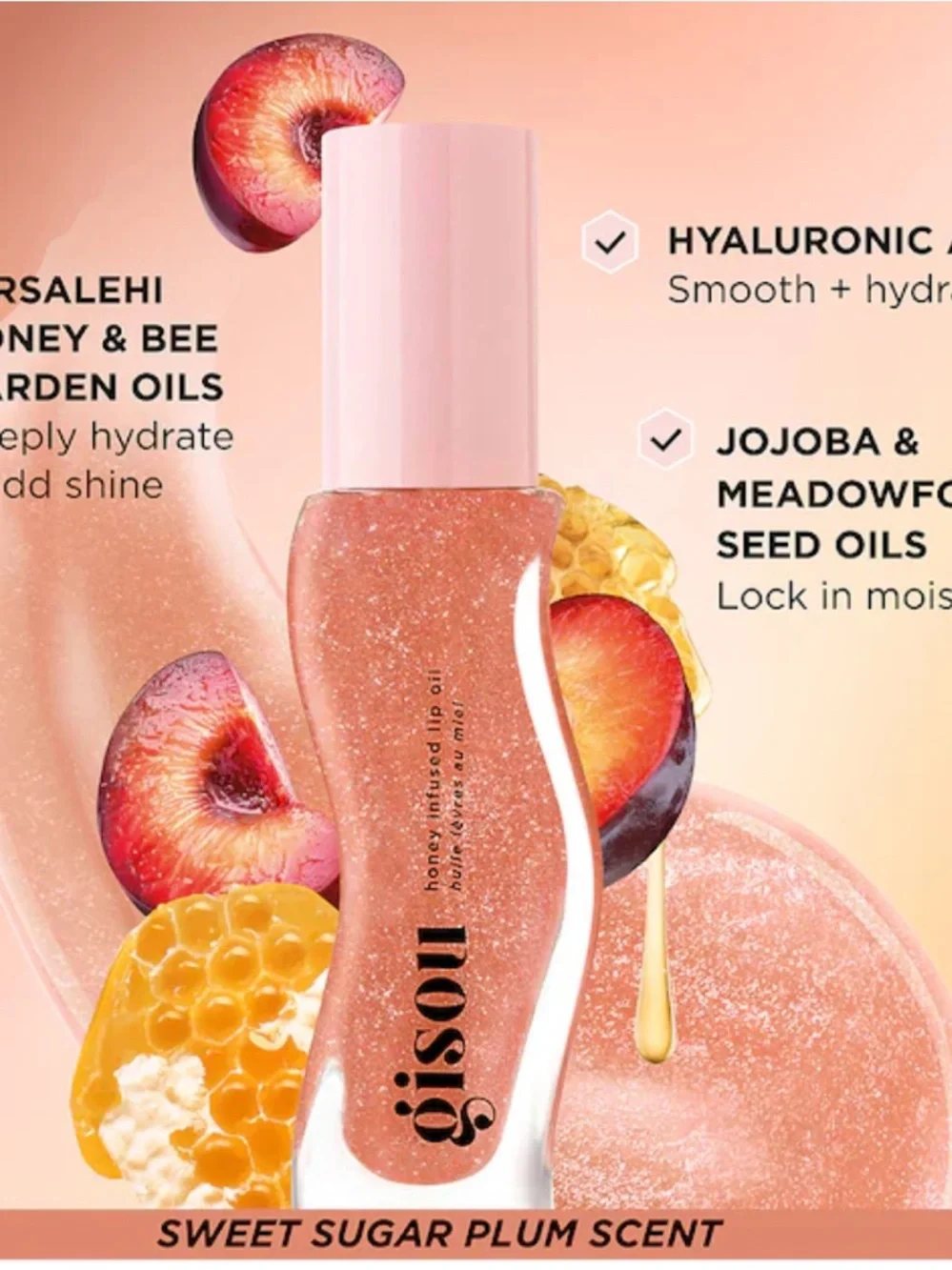 Gisou Honey Infused Hydrating Lip Oil in ‘Glazed Plum’